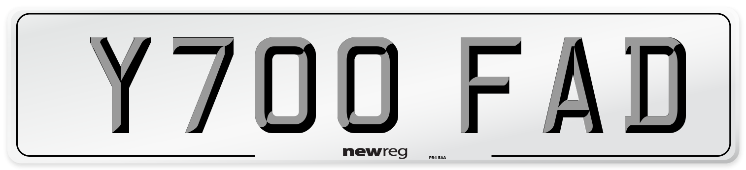 Y700 FAD Number Plate from New Reg